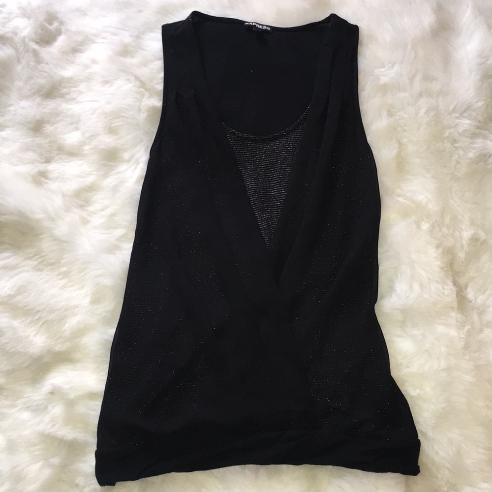 Striped Metallic Tank with Sheer Overlay